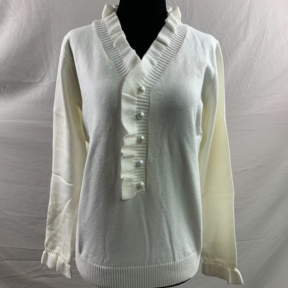 White Frill Trim Sweater - Picture 6 of 7